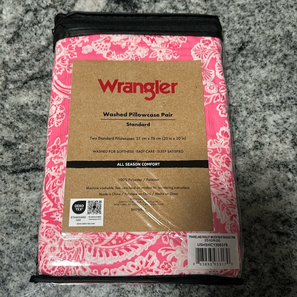 2-pc Wrangler floral Standard Pair Pillowcases Pink Paisley Washed For S…